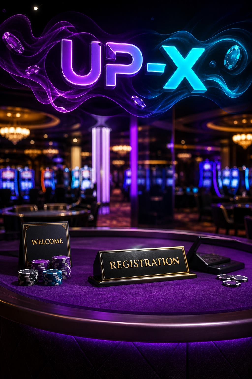 Up X registration desk with chips